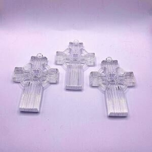 Vintage Waterford Marquis Crystal Cross Christmas Ornaments Set of 3